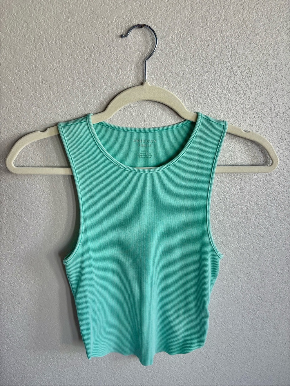 American Eagle Outfitters Ribbed Crop Tank Top in Seafoam